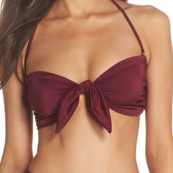 Leith Other - Leith Burgundy Tie Front Bandeau Bikini Top Large